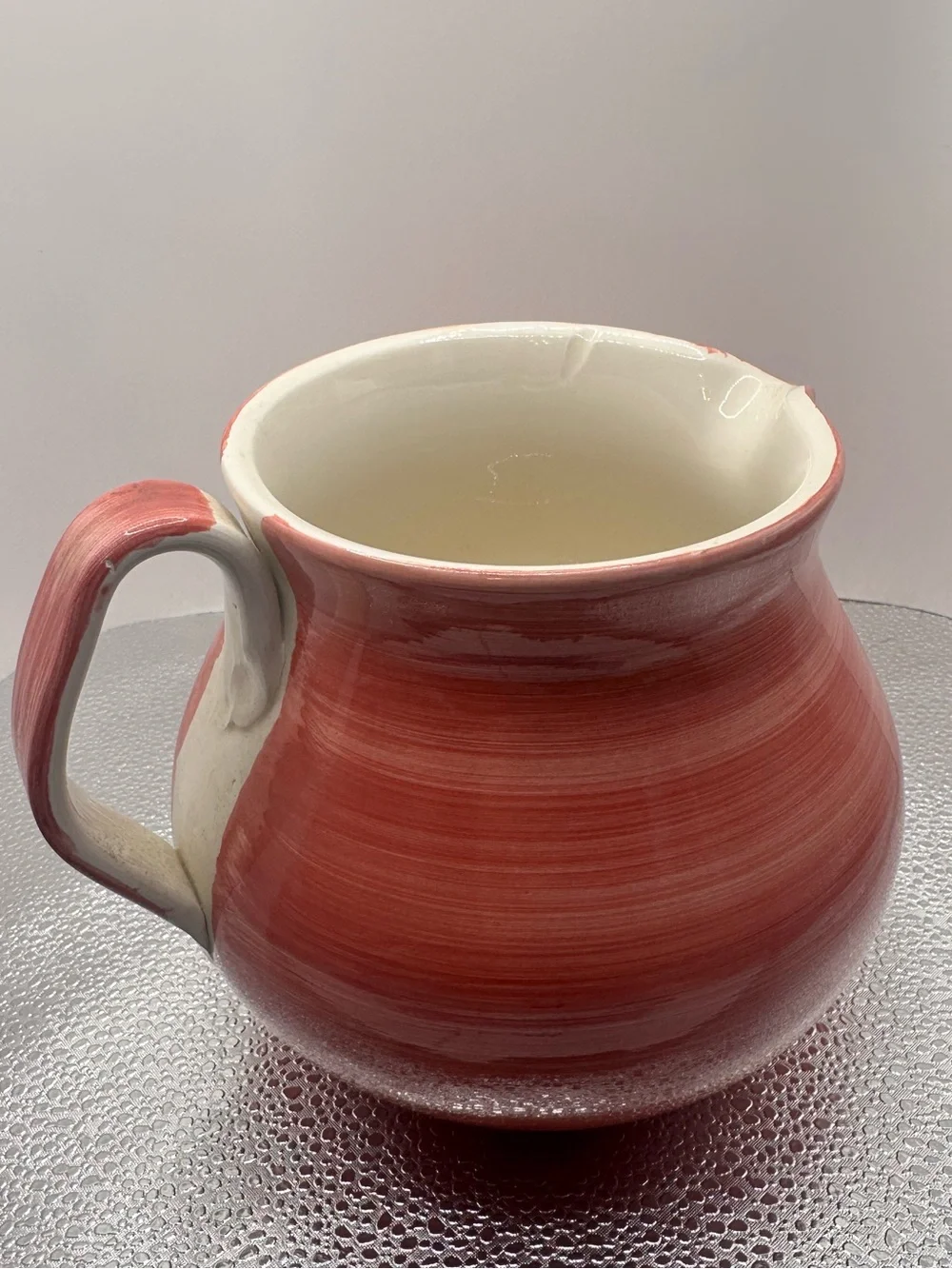 VTG Furio Italy Coral Pink Rose Stoneware Pitcher